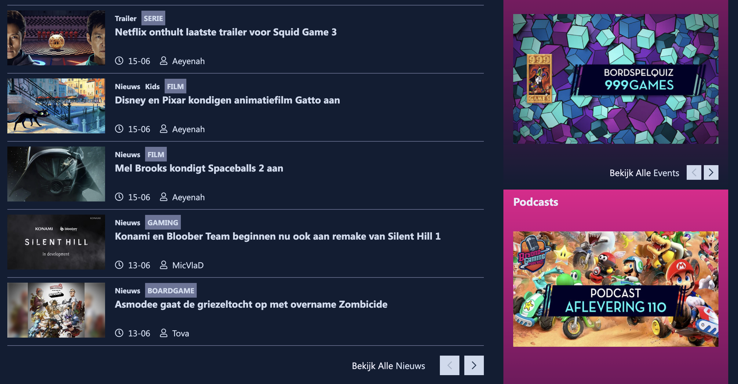 Beyond Gaming Homepage met de hoofdinterface met gaming-thema ontwerpelementen