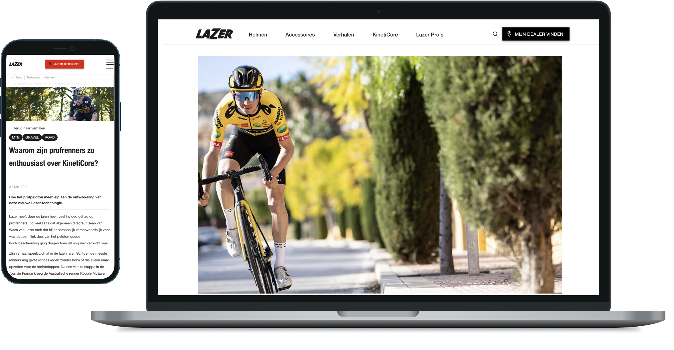 Lazer helm website met productkenmerken en interactieve elementen