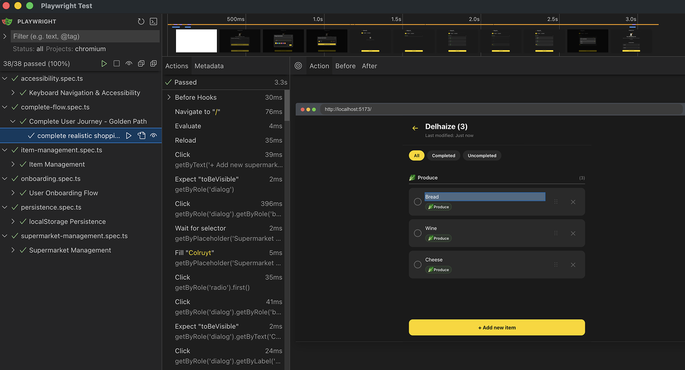 Gedetailleerde test coverage per component met hoge dekking over alle modules